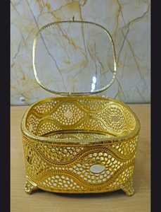 Luxury Gold Filigree Jewelry <b>Box</b> Ornate Metal Mesh <b>Keepsake</b> <b>Box</b> Handcrafted Decorative Gift <b>Box</b> Vintage Wedding Favor <b>Box</b> - Product Image 2