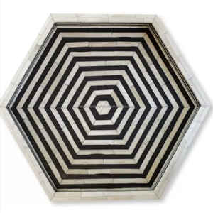 Personnalisé de haute qualité fabriqué à la main en bois naturel incrustation d'os plateau de service rond plaqué pour la maison Restaurants hôtels directement - Product Image 5