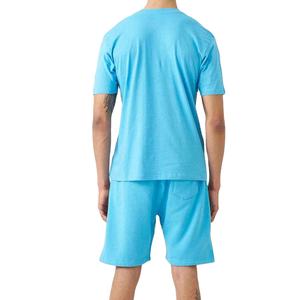 Ensemble deux pièces tricoté imprimé pour homme, t-shirt et short d'été, en coton respirant, tenue décontractée streetwear fitness, logo personnalisé - Product Image 2