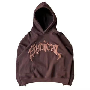 Sudadera con Capucha Oversize Y2K de Estilo Urbano, con Estampado Puff y Diseño de Telaraña con Pedrería, Personalizable a Todo Pleno, Económica - Product Image 1