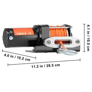 Cabrestante Eléctrico de 3500 lb con Cable Sintético de 12 Hilos 12V DC 3/16 X 39 pies y Guía de Cable de Aluminio para ATV/UTV - Product Image 6