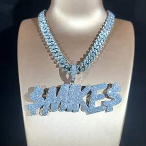 Collar con Colgante de Nombre Personalizado con Incrustaciones de Moissanita y Cadena Cubana, Estilo Hip Hop, Joyería de Plata 925 para Hombres y Mujeres - Product Image 1