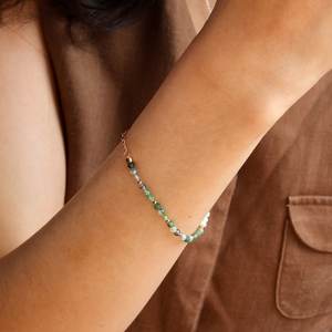 Bracelet en agate mousse, délicat, avec pierres précieuses, perles fines, argent sterling 925, plaqué or 14 carats, cadeau pour elle - Product Image 3