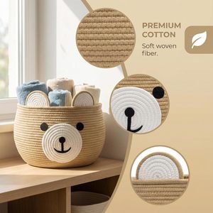 Best Choice Eco-Friendly Multifunction Cotton Rope <b>Cute</b> Storage Basket Brown Teddy <b>Bear</b> Gift Basket Household Laundry Vietnam - Product Image 3