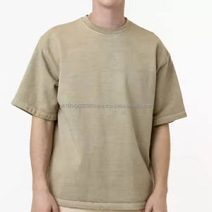 Camiseta de Algodón Grueso para Hombre, Estilo Urbano, Ajustada, Holgada, Cuello Redondo, Lavado Ácido - Product Image 5