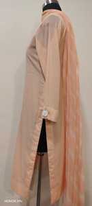 Vestido de Gasa con Cuello en V y Bordado de Melocotones, Manga Tres Cuartos, Corte Holgado, Midi, Casual, para Uso Diario, para Mujer - Product Image 5