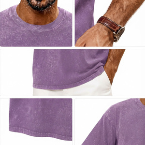เสื้อยืดผู้ชายแบบฟอกสี 100% ผ้าฝ้าย ทรงโอเวอร์ไซส์ ไซส์พลัส  สีพื้น  รับสั่งทำ  รักษ์โลก สไตล์สตรีทแวร์  ไหล่ตก - Product Image 5