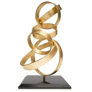 Curved Design Metal Sculpture in Golden Finished Metal Table Showpiece for Home Office Table <b>Top</b> Decor Use at Reasonable Price - Product Image 3