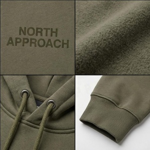 Sweat-shirt à capuche pour homme North Approach, vert olive, en polaire, coupe décontractée, poche avant, vêtement d'automne - Product Image 4