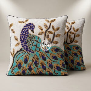 Handmade Beaded Coastal <b>Cushion</b> <b>Cover</b> Seashell Starfish Coral Beach Throw Pillow Case Nautical Seed Bead Sofa Sham Living Decor - Product Image 6