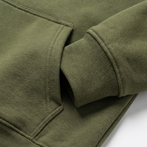 Sweat à capuche homme personnalisé, coupe oversize, vert olive, épaules tombantes, pull uni en molleton de coton épais, style streetwear - Product Image 5
