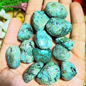 Pierres naturelles de chrysocolle ovales en mosaïque, bleu-vert, cristal de guérison, Reiki, méditation, amour animal, Feng Shui, Rajasthan - Product Image 5