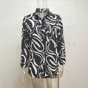 Chemisier d'été pour femme, nouveau modèle, col en V, manches courtes, imprimé, respirant, décontracté, idéal pour le travail, design simple et tendance, best-seller - Product Image 5