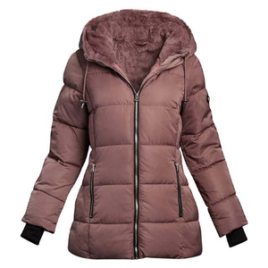 Custom Made Women Hooded Winter Warm Thick <b>Zip</b>-<b>Up</b> Solid Color Women Padded Puffer <b>Jacket</b> Puffer <b>Jacket</b> - Product Image 1