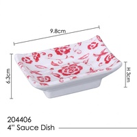 Plat à sauce rectangulaire en mélamine Japandi de 4 pouces avec pied surélevé pour sauce soja, wasabi, yuzu, vinaigre, barbecue