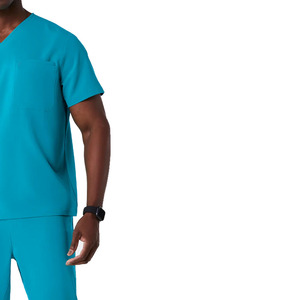 Camiseta Médica de Manga Corta con Cuello en V para Hombre, Color Verde Azulado, con Bolsillo en el Pecho, Uniforme de Enfermero de Hospital - Product Image 5