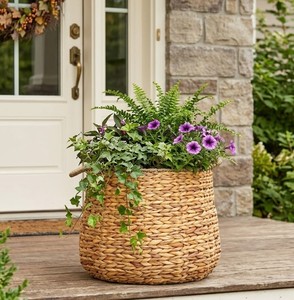 <b>Large</b> Handwoven Water Hyacinth <b>Basket</b> with Handles Round Wicker <b>Storage</b> <b>Basket</b> for Blankets, Toys, Laundry and Home Organization - Product Image 5