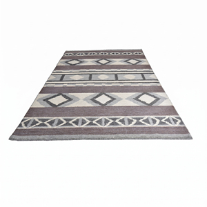 Tapis d'appoint personnalisé tufté à la main, écologique, antidérapant, à poils épais, gris ivoire, couleur unie, tissage plat, avec support en toile de coton pour hôtel - Product Image 4