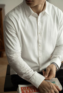 Chemises habillées à manches longues pour hommes en lin 100% de luxe, personnalisables avec logo, boutonnées, respirantes, décontractées, anti-boulochage, pour l'été – Vente en gros - Product Image 6