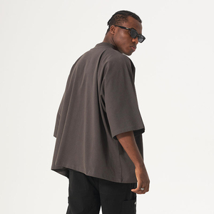 T-shirt Homme Oversize Couleur Unie Manches Courtes Tricoté Décontracté Col Rond - Product Image 5