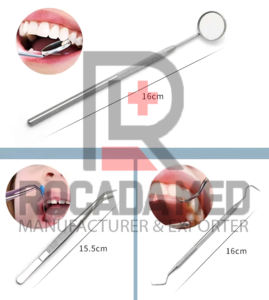 Ensemble d'instruments chirurgicaux dentaires manuels pour l'hygiène buccale, 3 pièces, miroir, pinces et détartreur en acier inoxydable - Product Image 5