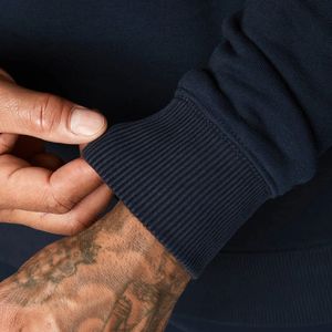 Mens <b>Navy</b> Blue Crewneck Sweatshirt Casual Fleece Pullover Long Sleeve Athletic Winter Streetwear <b>Top</b> Polyester/Cotton Windproof - Product Image 5