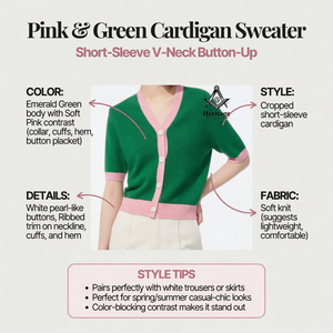 Alfa Personalizada para Mujeres |   Kapa |   Suéter de Punto para Mujer, Cuello en V, Color Verde y Rosa, Marca Alpha Sweaters Sorority, Manga Larga - Product Image 6