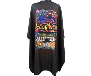 ผ้าคลุมตัดผมโพลีเอสเตอร์พิมพ์ลายทันสมัย สำหรับช่างทำผมมืออาชีพ กันน้ำ ใช้ในร้านเสริมสวย ปรับระดับคอได้ - Product Image 1