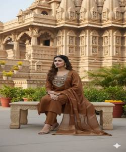 Kurti et Palazzo de Luxe en Tissu Mélange Coton Rayonne Imprimé Numérique à Séchage Rapide, Vêtement Ethnique Décontracté, Grandes Tailles Disponibles - Product Image 2