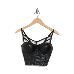 Corset gainant noir en similicuir PU pour femme, à maintien moyen, design ajouré, pour usage quotidien, respirant, en tissu non tissé et néoprène, gaine amincissante pour la taille - Product Image 1
