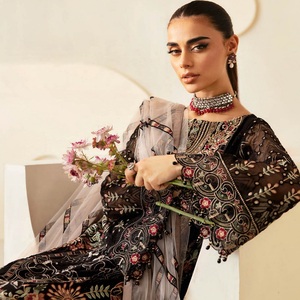 ชุดสูทปากีสถานและอินเดียสำหรับผู้หญิงชุดสูทงานแต่งงานชุดปาร์ตี้ผ้าชีฟอง3ชิ้น - Product Image 1