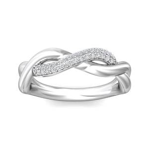 Anillo de compromiso y boda de oro macizo de 14K con diamantes micro pavé de laboratorio certificados IGI, diseño Infinito Trenzado, chapado en rodio, ideal para regalo o fiesta. - Product Image 5