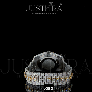 Reloj de Lujo Personalizable para Hombre, Estilo Hip-Hop, Correa de Acero Inoxidable, Esfera Rectangular de 41 mm, Diamantes Moissanite VVS Mixtos, Movimiento de Cuarzo SEIKO - Product Image 2