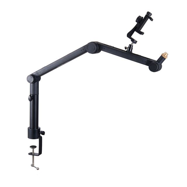 Adjustable Desk-Mounted Microphone Arm with 360 Degree Rotation Universal 3/8 5/8 Adapter Head Flexible Stand