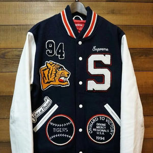 Veste universitaire noire pour homme de haute qualité, faible MOQ, vente en gros, avec manches en cuir, broderie personnalisée, style baseball - Product Image 1