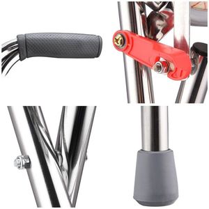 2-in-1 Stainless Steel Folding Chair 187.4 Lbs Capacity Thick Travel Seat Four Leg Walking Stick with Comfortable Cushion - Product Image 5