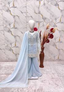 Luxury Heavy Fox Georgette Palazzo Suit With Embroidery Sequence Work & Fancy Lace Dupatta - Product Image 5