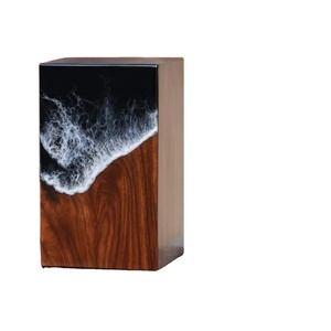 Ocean Wave Wooden Cremation Urn Handcrafted Resin Art <b>Memorial</b> <b>Keepsake</b> Decorative Cremation Urn for Ashes - Product Image 1