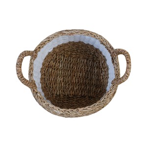 Set of 3 natural and ivory colored seagrass baskets Handmade Storage Basket Wholesale eco-friendly Made Viet Nam - Product Image 6