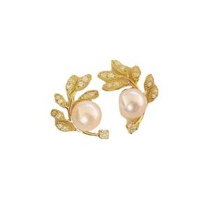 Golden Branches Jade Leaves Freshwater <b>Pearl</b> <b>Earrings</b> New Recommendation-Pure Silver Earpins Zhuji Flower Crystal Jewelry - Product Image 5