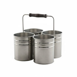 Best Seller Silver Metal Round Shape Cutlery <b>Holder</b> <b>Utensil</b> Caddy With Handles Decorative Tabletop Flatware Organizer - Product Image 2