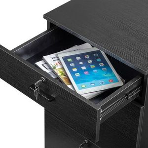 Black Wood Grain Density Board 1 Small Drawer and 2 Large Drawers Wooden Filing Cabinet Legal Letter LA Suitable - Product Image 6