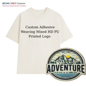 Wholesale Heat Cut Custom Brand Name Iron on Embroidery Patches Logo <b>T</b>-<b>shirt</b> Embroidered Weave Patches - Product Image 2