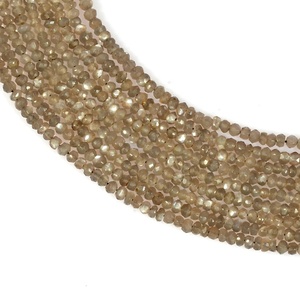 Cuentas Rondelle facetadas de piedra lunar gris de 4mm Cuentas de piedra natural - Product Image 4