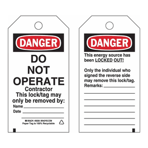 Étiquettes de verrouillage Brady Danger « Ne pas utiliser » pour la maintenance de la sécurité industrielle - Product Image 2