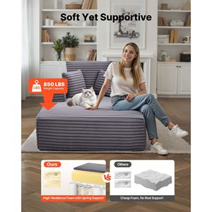 Moderna Chaise Longue da Interno Senza Struttura da 54 Pollici con Comfort di Lettura Superdimensionato e Cuscini Coordinati - Product Image 4