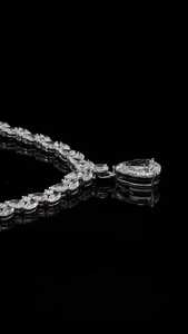 80CT Pear & Marquise Lab Grown Diamond <b>Necklace</b> 14K White Gold E VS1 IGI Certified <b>Statement</b> Pendant Lariat Tennis <b>Necklace</b> - Product Image 6