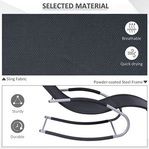 Black <b>Zero</b> <b>Gravity</b> Rocker with Detachable Pillow Ultimate Relaxation Garden <b>Chair</b> - Product Image 6