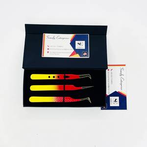 Juego de Pinzas para Pestañas Somofy Enterprises, Herramientas de Precisión de Acero Inoxidable, Antiestáticas, Duraderas, Punta Suave, Degradado Rojo Amarillo - Product Image 2