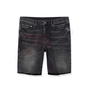 Men's Black Denim Shorts Straight Leg Mid Waist Stonewashed Cotton Casual Summer Wear Plain Denim Jean Shorts Custom Fashion - Product Image 3